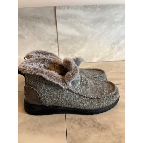 Hey Dude Denny Sleet Gray Faux Fur Comfort Woven Ankle Booties Womens 7 - Picture 1 of 7